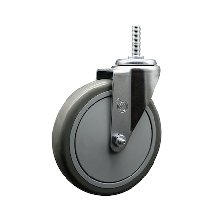 Service Caster 6 Inch Gray Polyurethane Wheel Swivel 58 Inch Threaded Stem Caster Service Caster SCC-TS20S614-PPUB-58212